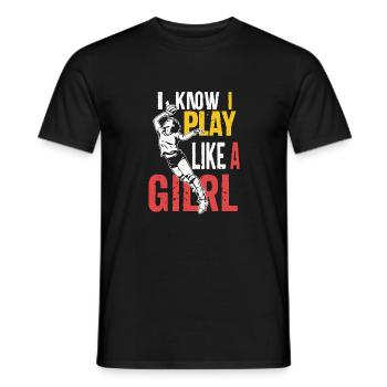 I Know I Play Like A Girl Volleyball for Teen Girl - Men's T-Shirt - black - Front - AI Model Male 178 light (178cm)