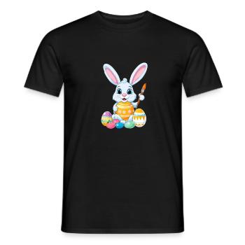 Easter bunny with Easter eggs - Men's T-Shirt - black - Front - AI Model Male 178 light (178cm)