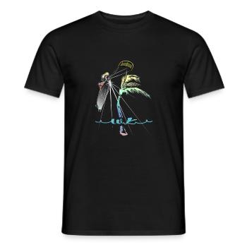 WK Palme Frau Kitesurferin - Männer T-Shirt - Schwarz - Vorne - AI Model Male 178 light (178cm)