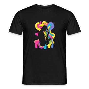 Saxophone, brass music, brass band - Men's T-Shirt - black - Front - AI Model Male 178 light (178cm)