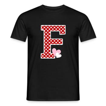 Lettre F cœur - T-shirt homme - noir - Devant - AI Model Male 178 light (178cm)