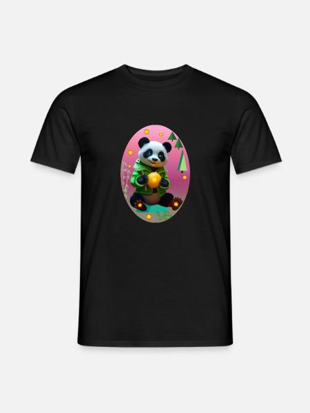 Cyber Panda With Neon Lemon - Men's T-Shirt - black