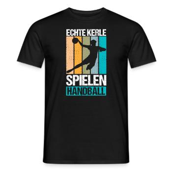 Echte Kerle spielen Handball - Männer T-Shirt - Schwarz - Vorne - AI Model Male 178 light (178cm)