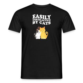 Facilement distrait par les chats qui disent - T-shirt homme - noir - Devant - AI Model Male 178 light (178cm)