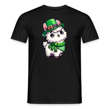 St. Patrick's Day Llama Cartoon - Men's T-Shirt - black - Front - AI Model Male 178 light (178cm)
