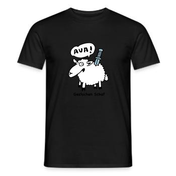 gestochen_schaf - Men's T-Shirt - black - Front - AI Model Male 178 light (178cm)
