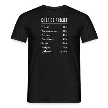 Chef de projet - T-shirt homme - noir - Devant - AI Model Male 178 light (178cm)