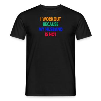 Je m’entraîne parce que mon mari a chaud - T-shirt homme - noir - Devant - AI Model Male 178 light (178cm)