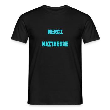 MERCI. MAÎTRESSE. MAÎTRE. MERCI MAÎTRESSE - T-shirt homme - noir - Devant - AI Model Male 178 light (178cm)