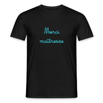 MERCI. MAÎTRESSE. MAÎTRE. MERCI MAÎTRESSE - T-shirt homme - noir - Devant - AI Model Male 178 light (178cm)
