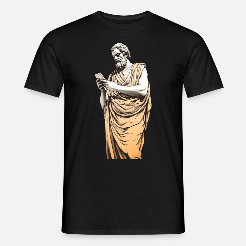 Griechischer Philosoph mit Smartphone - Männer T-Shirt - Schwarz