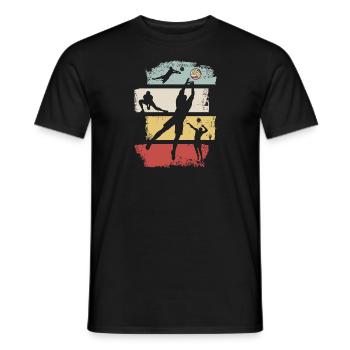 Volleyball Stripes Beach Volleyball Retro - Men's T-Shirt - black - Front - AI Model Male 178 light (178cm)