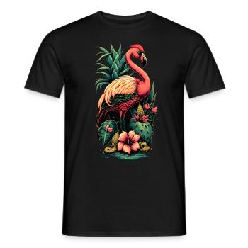 Ambiance estivale du flamant rose américain - T-shirt homme - noir - Devant - AI Model Male 178 light (178cm)