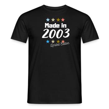 Fabriqué en 2003 Édition Limitée Vintage Anniversaire - T-shirt homme - noir - Devant - AI Model Male 178 light (178cm)