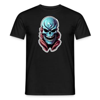 crane d'extra-terrestre - monstre bleu - T-shirt homme - noir - Devant - AI Model Male 178 light (178cm)