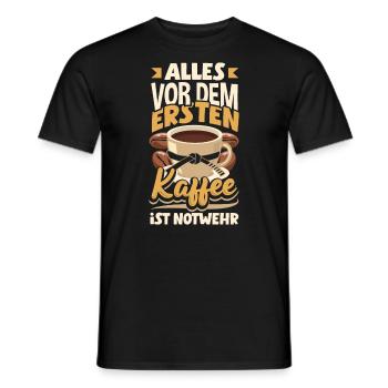 Alles vor dem ersten Kaffee ist Notwehr Lustiges - Männer T-Shirt - Schwarz - Vorne - AI Model Male 178 light (178cm)