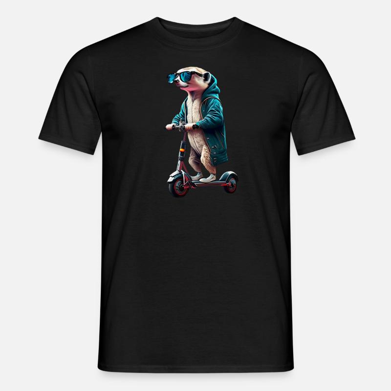 Escooting Erdmännchen Escooter Elektroroller - Männer T-Shirt - Schwarz
