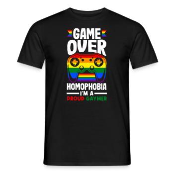 Jeu sur l’homophobie - Je suis un fier gaymer - T-shirt homme - noir - Devant - AI Model Male 178 light (178cm)