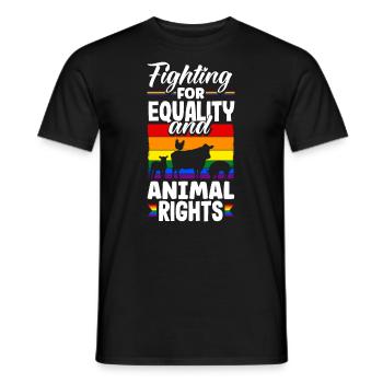 Fighting for equality and animal rights LGBTQ+ - Men's T-Shirt - black - Front - AI Model Male 178 light (178cm)