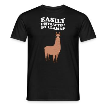 Easily Distracted By Llamas Lama Alpaka - Männer T-Shirt - Schwarz - Vorne - AI Model Male 178 light (178cm)