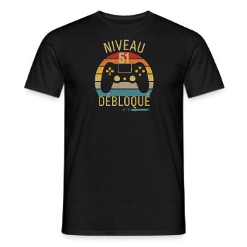 Niveau 51 Débloqué - T-shirt homme - noir - Devant - AI Model Male 178 light (178cm)