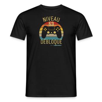 Niveau 53 Débloqué - T-shirt homme - noir - Devant - AI Model Male 178 light (178cm)