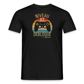 NIVEAU 57 DÉBLOQUÉ - T-shirt homme - noir - Devant - AI Model Male 178 light (178cm)