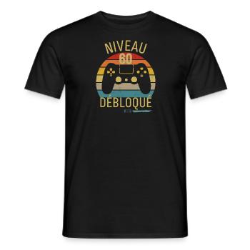 NIVEAU 60 DÉBLOQUÉ - T-shirt homme - noir - Devant - AI Model Male 178 light (178cm)