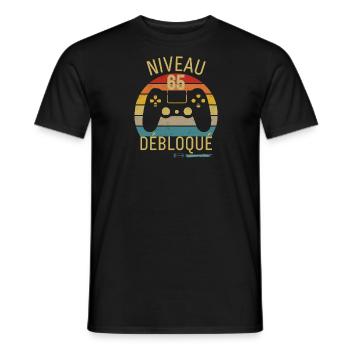 STUFE 65 FREIGESCHALTET - Männer T-Shirt - Schwarz - Vorne - AI Model Male 178 light (178cm)