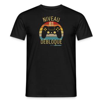 STUFE 61 FREIGESCHALTET - Männer T-Shirt - Schwarz - Vorne - AI Model Male 178 light (178cm)