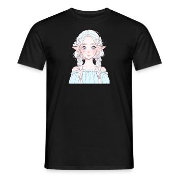 Elf, Anime, Girl - Men's T-Shirt - black - Front - AI Model Male 178 light (178cm)