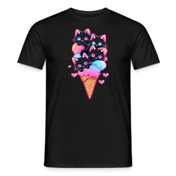Cute Ice-Cream Kitties Valentine's Day Party - Männer T-Shirt - Schwarz - Vorne - AI Model Male 178 light (178cm)