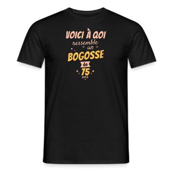 This is what a 75-year-old bogosse looks like - Men's T-Shirt - black - Front - AI Model Male 178 light (178cm)