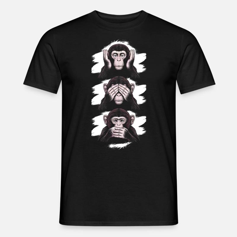 3 Affen - Männer T-Shirt - Schwarz