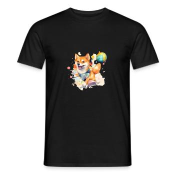 Japanese dog Shiba Inu Ball Sport - Men's T-Shirt - black - Front - AI Model Male 178 light (178cm)