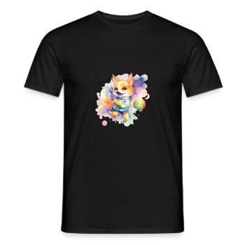 Japanese dog Shiba Inu Ball Sport - Men's T-Shirt - black - Front - AI Model Male 178 light (178cm)