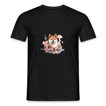 Chien japonais Shiba Inu, chiot amoureux des - T-shirt homme - noir - Devant - AI Model Male 178 light (178cm)