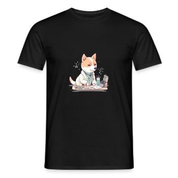japanisch Hund Shiba Inu Wissenschaftler Arzt - Männer T-Shirt - Schwarz - Vorne - AI Model Male 178 light (178cm)