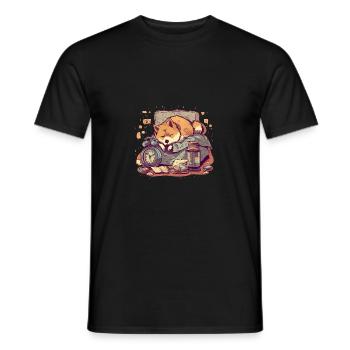 Le chien japonais Shiba Inu dort avant le réveil - T-shirt homme - noir - Devant - AI Model Male 178 light (178cm)