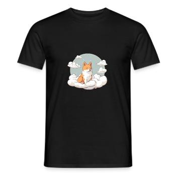 Japanese dog Shiba Inu angel sky reminder - Men's T-Shirt - black - Front - AI Model Male 178 light (178cm)