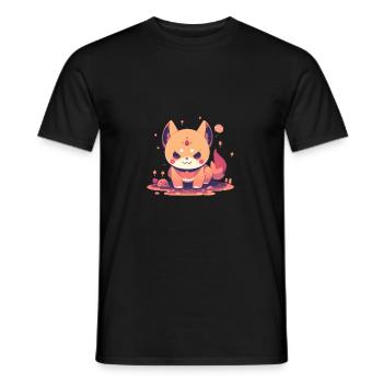 Japanese dog Shiba Inu devil bad mood - Men's T-Shirt - black - Front - AI Model Male 178 light (178cm)