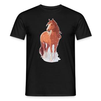 Cheval avec des flocons de neige - T-shirt homme - noir - Devant - AI Model Male 178 light (178cm)