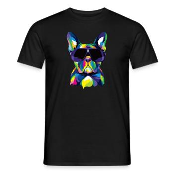 Pop Art Französische Bulldogge Süßes Geschenk Pelz Mama Hund Papa - Männer T-Shirt - Schwarz - Vorne - AI Model Male 178 light (178cm)