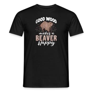 Good Wood Makes A Beaver Happy - Männer T-Shirt - Schwarz - Vorne - AI Model Male 178 light (178cm)