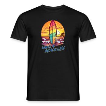 Surfer au coucher du soleil - T-shirt homme - noir - Devant - AI Model Male 178 light (178cm)