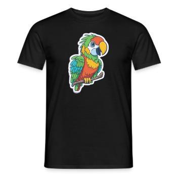 Parrot Papagei Sticker Comic Cartoon Style - Männer T-Shirt - Schwarz - Vorne - AI Model Male 178 light (178cm)