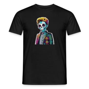 Colored Dia de los Muertos Kid - Men's T-Shirt - black - Front - AI Model Male 178 light (178cm)