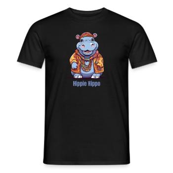 Nilpferd Happy Hippie Hippo - Männer T-Shirt - Schwarz - Vorne - AI Model Male 178 light (178cm)
