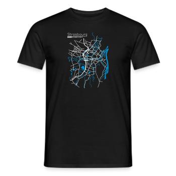 Carte strasbourg (2 couleurs) - T-shirt homme - noir - Devant - AI Model Male 178 light (178cm)