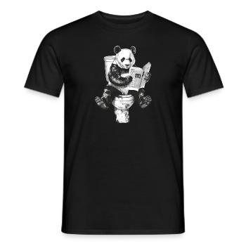 Panda sur les toilettes - T-shirt homme - noir - Devant - AI Model Male 178 light (178cm)